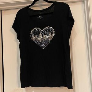 ⭐️New York & Company Black Tee with Sequin Heart